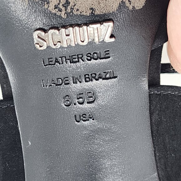 SCHUTZ Black Pointed Toe Suede Lace Up Heels - Picture 6 of 6